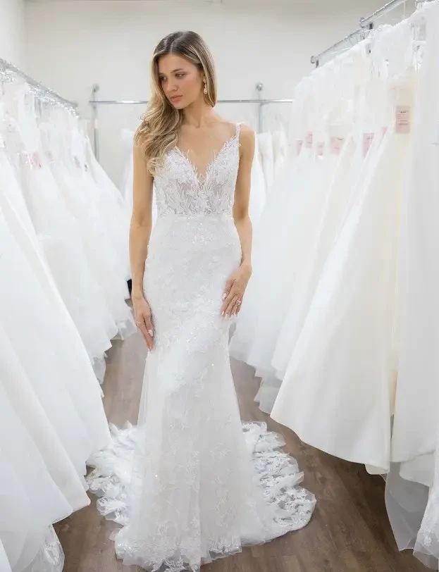 Model wearing bridal gown