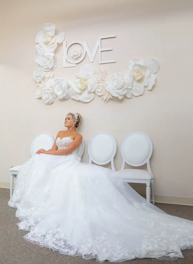 Model wearing bridal gown